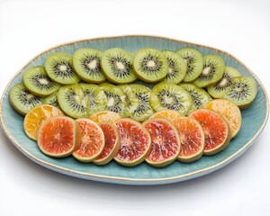 Refresh Your Table with Sliced Kiwi Fruit Arranged on Pastel Ceramic Plate for Healthy Appeal