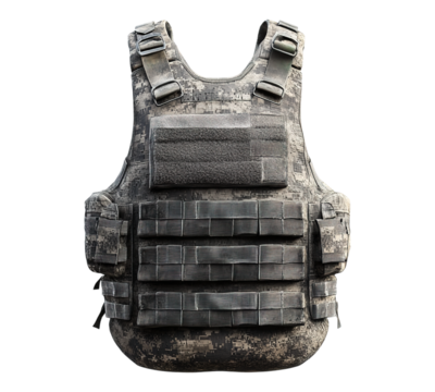 A military vest with a black strap and a black and grey color