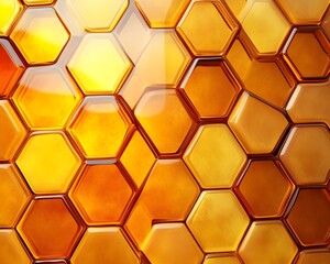 Obraz premium Honeycomb pattern with hexagons amber gradient isolated: Geometric Design for Warm Earthy Home Decor Inspiration