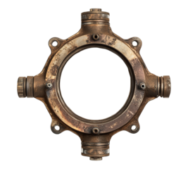 A metal object with four holes and a round hole in the middle