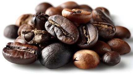 Obraz premium Morning coffee bean set arranged on wooden surface evokes artisanal cafe ambiance for beverage branding