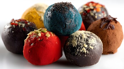 Artisan chocolate truffle set displayed in high-resolution photography highlighting decadent gourmet fine confectionery craftsmanship detail