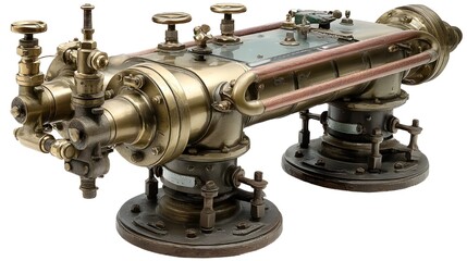 Antique nautical brass ship captain’s table isolated on white background showcasing maritime heritage craftsmanship detail