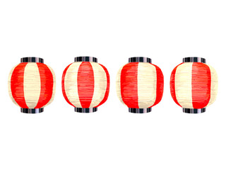 紅白提灯（ショート）4個 © あすなろ挿絵店