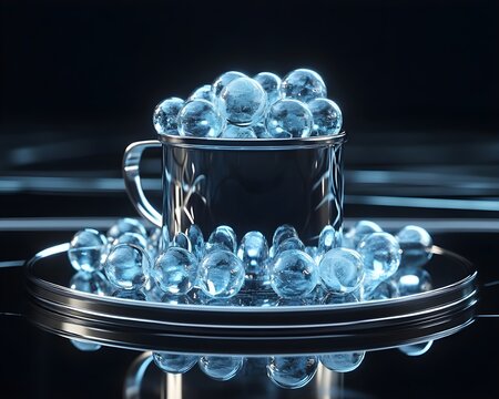 Highlight Cocktail Techniques with Mix of Nitrogen-Cooled Ice Spheres in Metal Cup for Molecular Gastronomy