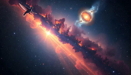 Obraz premium A Stunning Starburst Galaxy With Cosmic Clouds