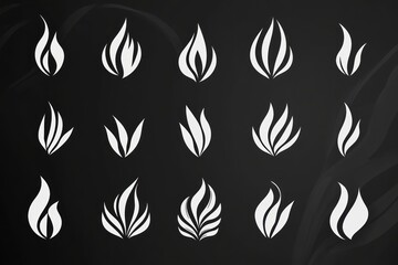 Flame icons, abstract design, dark background, graphic design elements