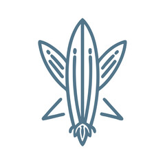 Minimalist Surfboard Icon Vector Illustration