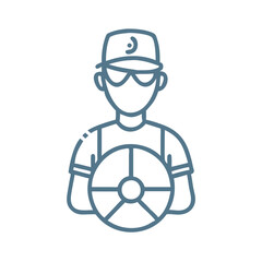 Lifeguard Icon Holding Rescue Buoy Outline Vector