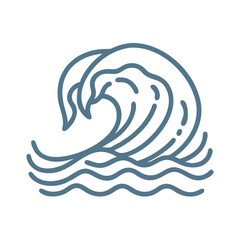 Simple Ocean Wave Line Art Illustration