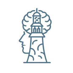 Lighthouse Brain: Guidance, Knowledge, and Insight Icon