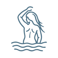 Minimalist Woman in Water Line Art Illustration