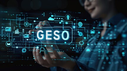 Woman interacting with digital GES0 interface