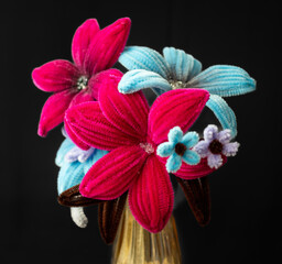 pipe cleaner red hibiscus flower bouquet