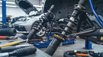 Car Shock Absorbers Struts Coil Springs Assembly Auto Parts for Suspension Repair or Performance Upgrade Workshop