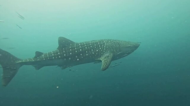 Whale Shark Swimming Peacefully in Deep Blue Waters of Pulau Redang, Malaysia