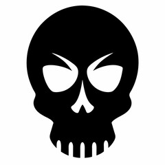 Skull black vector on white background.