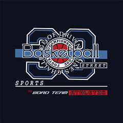 High-energy vector typography design centered on basketball and athletic sports, with bold motivational slogans and empowering words that highlight teamwork, hustle, determination, and the drive to wi