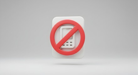 No Cell Phones Allowed 3D Render of a Prohibition Sign for Mobile Devices