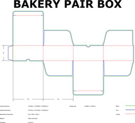 Bakery Pair Box Packaging Die Cut Template Design With Dimensions
