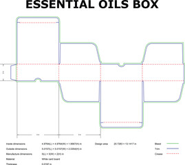 Essential Oils Packaging Box Die Cut Template Diagram For Production