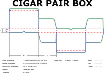 Cigar Pair Box Die Cut Template Packaging Design Blueprint Vector Illustration