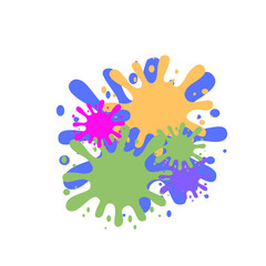 Ink splat or splash vector illustration. Colored splatters, graffiti spots and ink blots. Paintbrush splotches, ink drips or liquid blobs. Abstract dirty grunge splatter stains