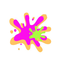 Ink splat or splash vector illustration. Colored splatters, graffiti spots and ink blots. Paintbrush splotches, ink drips or liquid blobs. Abstract dirty grunge splatter stains