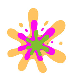 Ink splat or splash vector illustration. Colored splatters, graffiti spots and ink blots. Paintbrush splotches, ink drips or liquid blobs. Abstract dirty grunge splatter stains