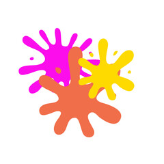 Ink splat or splash vector illustration. Colored splatters, graffiti spots and ink blots. Paintbrush splotches, ink drips or liquid blobs. Abstract dirty grunge splatter stains