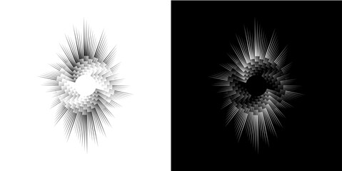 Fototapeta premium Dynamic abstract spiral sound wave rhythm lines. Circular spiral sound wave rhythm of lines. Circular futuristic abstract lines, black and white background.