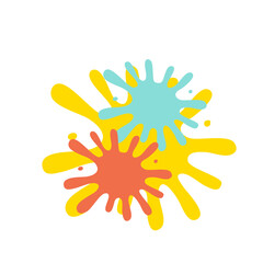 Ink splat or splash vector illustration. Colored splatters, graffiti spots and ink blots. Paintbrush splotches, ink drips or liquid blobs. Abstract dirty grunge splatter stains