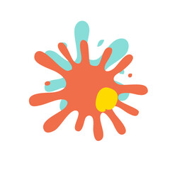 Ink splat or splash vector illustration. Colored splatters, graffiti spots and ink blots. Paintbrush splotches, ink drips or liquid blobs. Abstract dirty grunge splatter stains