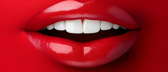 Obraz premium Close Up Red Lips Smile