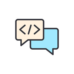 Dev conference colored icons, minimalist vector illustration ,simple transparent graphic element .Isolated on white background