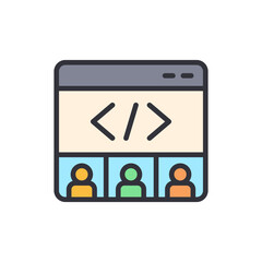 Dev conference colored icons, minimalist vector illustration ,simple transparent graphic element .Isolated on white background