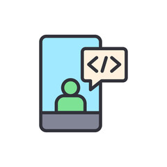 Dev conference colored icons, minimalist vector illustration ,simple transparent graphic element .Isolated on white background