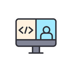 Dev conference colored icons, minimalist vector illustration ,simple transparent graphic element .Isolated on white background