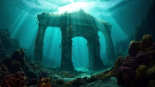Ancient ruins lay hidden beneath the ocean, revealing secrets of a long-lost civilization to explorers.