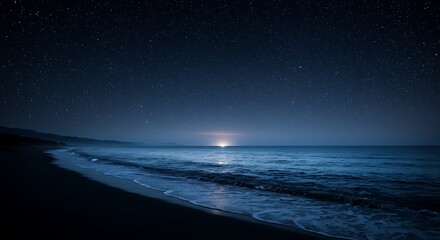 Midnight Ocean's Embrace AI Generated