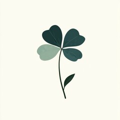 Serene Green Clover: Minimalist Botanical Illustration