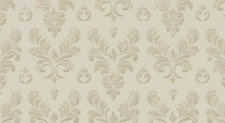 Fototapeta premium Subtle Beige Damask AI Generated