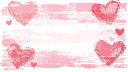Pink Hearts Painted Texture Background