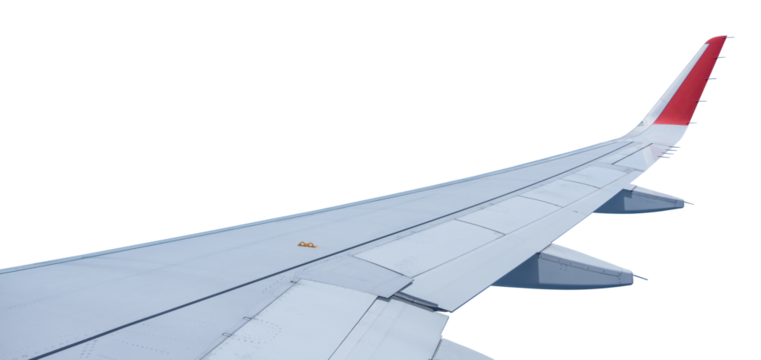 Airplane wing isolated on transparent background, PNG Format