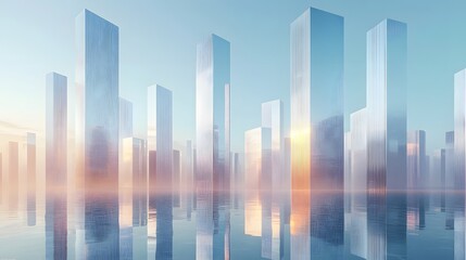 3d illustration of abstract architecture background, geometric architectural with chrome or metallic design, Futuristic city landscape,

