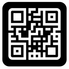Quick Response code scanner icon on white background.