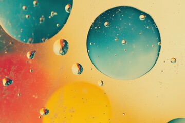 Abstract Oil Bubbles: A Serene, Retro-Styled Macro