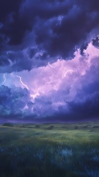 A thunderstorm rolling in over grasslands