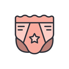 Diaper colored icons, minimalist vector illustration ,simple transparent graphic element .Isolated on white background