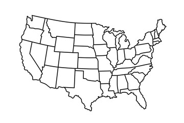 map of united states line drawing vector,usa country maps design vector on white background,united states country map design illustration,usa country map vector on white background 